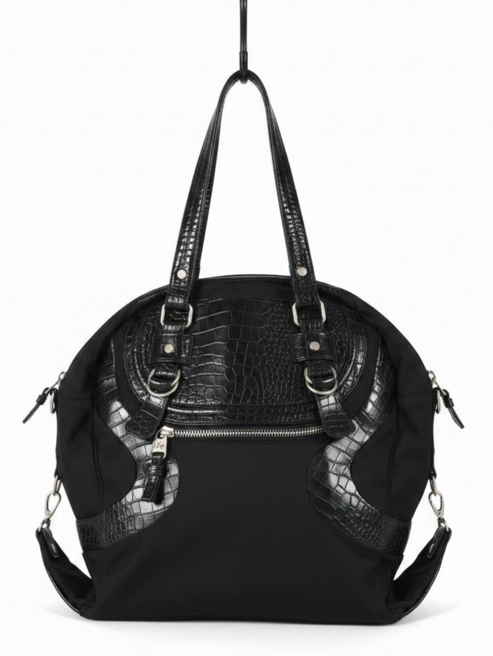 Lululemon Rare Vintage Croc Embossed Large Bowler Bag in Black. NO LONG STRAP